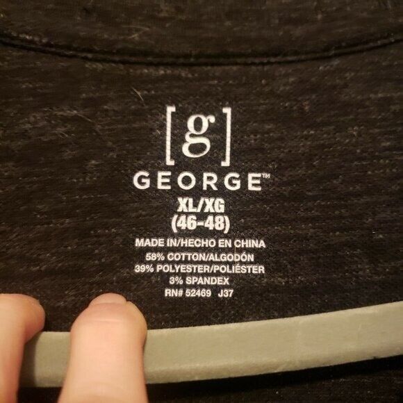 George Mens Sz XL Black  Solid Short Sleeve Polo Shirt - Picture 5 of 9